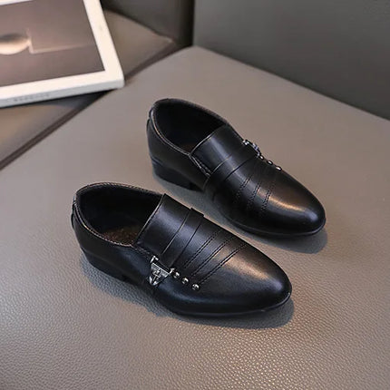 Spring Autumn Boy Leather Shoe Fashion Causal Children's Slip-on Loafers Versatile Kids Formal Students Performance Black Shoes