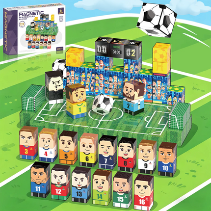 Soccer Magnetic Building Blocks Set Creative DIY Football Player Magnetic Cubes Educational STEM Sensory Toy For Kids Boys Gift