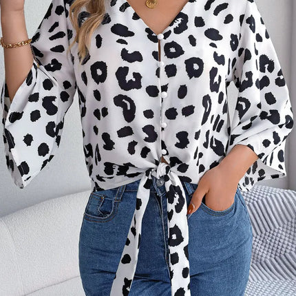VigoCasey 2025 Female Leopard Print Chiffon Shirt Women Casual Long Sleeve Top Spring Office Lady Single Breasted Tops Clothes
