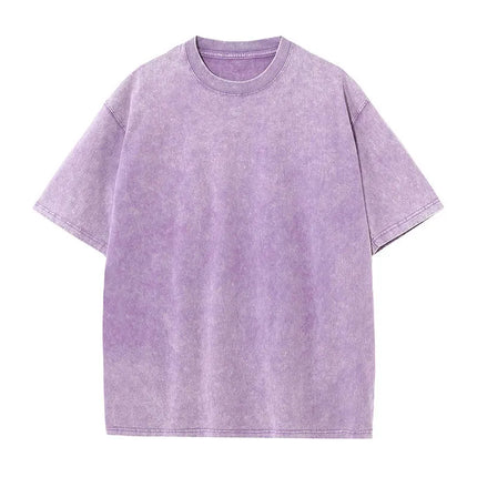 Summer fashion men's washed T-shirt cotton retro faded unisex basic T-shirt short-sleeved loose sports top