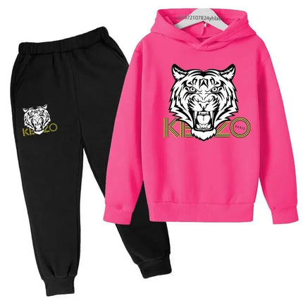 Tiger Head Kids Spring Autumn Leisure Fashion 2pcs Hoodie Sweatshirts+Pants Suits 3-13 Years Boys Girls Outfits Children Clothes