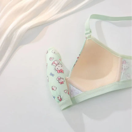 Sanrio Hello Kitty Underwear Kawaii Cartoon Girls Sexy Bra No Wire Push Up Underwear Woman Sports Shockproof Bra Pants