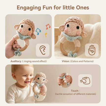 Handmade Crochet Baby Rattle – Soft Bell Toy for Newborn, Palm-Sized, Easy to Carry, Sensory & Parent-Child Interactive Play