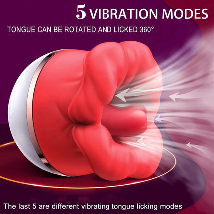 1pc Rose Red Lips Vibrator Vagina Tongue Clitoral Stimulator g-spot Massager Female Masturbator Adult Erotic Products - TOYS-SUCE