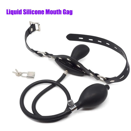 Flexible Size Silicone Mouth Gag BDSM Ball Accessory Plug Inflatable with Detachable Pump for Erotic Restraint Sex Game Play Toy