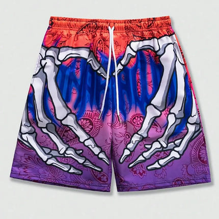 Men's summer skeleton shorts plus size casual men's thin sports running shorts men's jogging sportswear fitness sweatpants