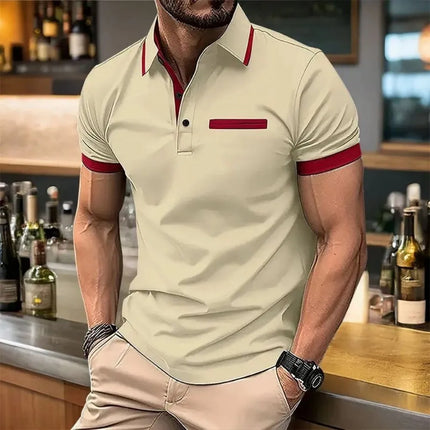 European and American Summer Men's Fashion Stripe Printed Comfortable Breathable Polo Shirt Outdoor Urban Casual Top