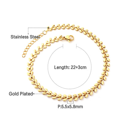 LUXUSTEEL Fashion Stainless Steel Anklets For Women Girls Boho Golden Color Leaf Arrow Ankle Bracelet Ocean Beach Foot Jewelry