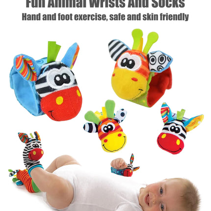 4pcs/Set Baby Infant Wrist Rattle Socks Toys 0-12 Month Girl Boy Early Educational Development Cute Toddlers Sensory Gifts