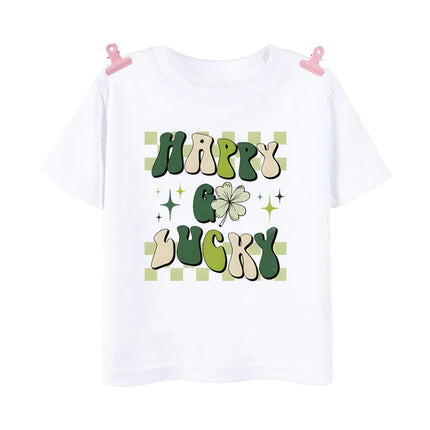 Rainbow Lucky Print Kids Shirts St. Patrick's Day Party Boys Girls Outfit T-shirt Holiday Child Short Sleeve Tops Toddler T Shirt