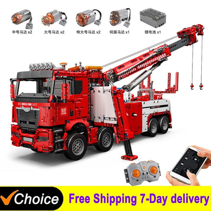 8x8 Road Rescue Truck Crane Building Blocks 4883Pcs Technical Motorized Assembly Bricks Toys For Kids Gifts
