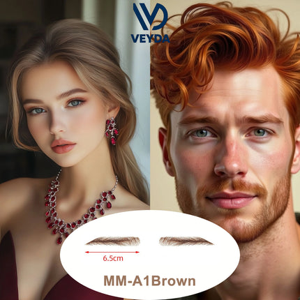 VEYDA Fake Eyebow Women Or Man Hair Brazilian Hair invisible Handmade 100% Human Hair Fake Eyebrows Hand Tied False Eyebrows