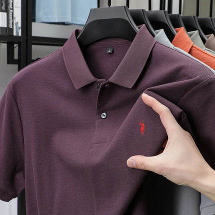 100% pure cotton men's breathable short-sleeved T-shirt, luxury brand embroidered loose casual summer fashion business Paul polo