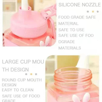700ml/900ml Kawaii Shaker Water Bottle With Straw Sticker Cute BPA Free Plastic Tea Milk Portable Gourde Drink Bottle For Girl