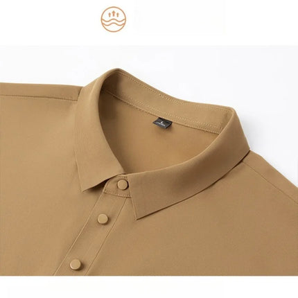 Ice Silk Polo Shirt – Quick-Dry, Breathable & Lightweight, Seamless Knit Design, Business Casual Short Sleeve Top Golf