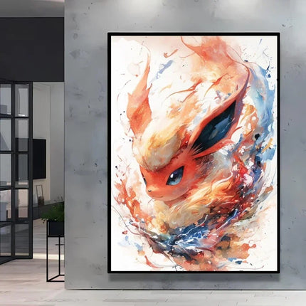 Pokemon Eevee Series Wall Art Unique Ink Style Decorative Paintings High - Quality Canvas Add A Touch of Fantasy To Your Home