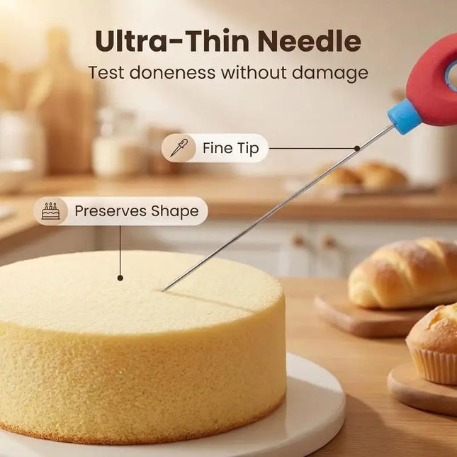 [S]Reusable Cake Tester Probe With Non Slip Silicone Handle For Home Baking Doneness Check