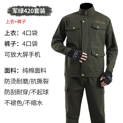 Thickened Work Uniform Set for Men Spring Autumn Auto Repair Welding Heat Resistant Wearable Labor Protection Clothing for Co...