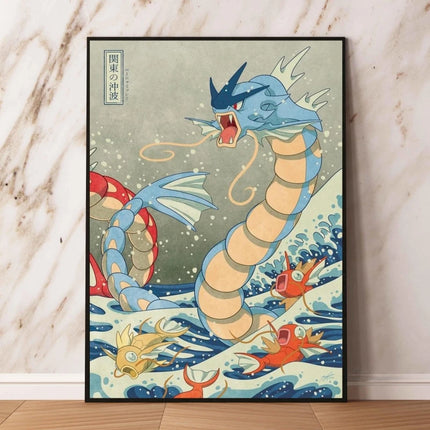 Hot Selling Pokemon Gyarados Classic Anime Posters Canvas Wall Art Modern Home Living Room Decoration Paintings Friends Gifts
