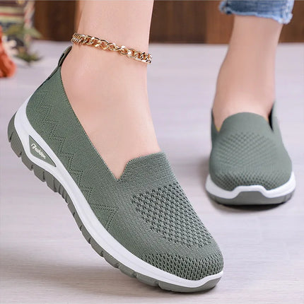 Women Walking Shoes High Quality Women Tennis Sneakers Fashion Lady Breathable Shoe Slip On Knit Upper Non Slip Workout 2025