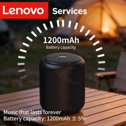 Lenovo IPX4 Waterproof 360° Surround Sound, 1200mAh Battery Compact Subwoofer, Portable Bluetooth 5.4 Speaker for Outdoor & Home