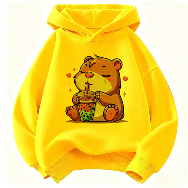 Capybara Funny Design  Children's Hoodie Sweatshirt Cute Harajuku Hoody for Boys Girls Spring Casual Hoodies
