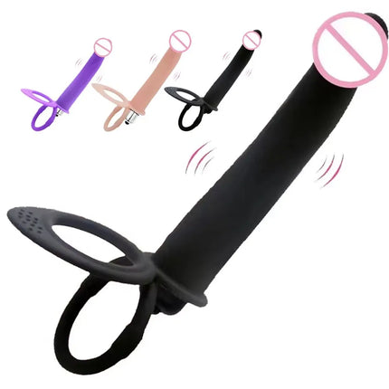 10 Speed Strapon Dildo Vibrator Double Penetration Anal Vaginal Prostate Massager Silicone Waterproof Rechargeable Adult Sex Toy