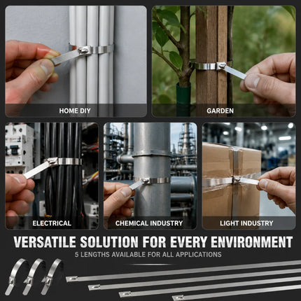 20Pcs&100Pcs 304 Stainless Steel Cable Zip Ties 4.6mm Heavy Duty Self Lock Metal Straps For Exhaust Marine Car Wiring