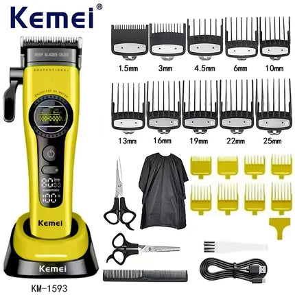 Kemei KM1593/1595 Is Equipped with An External Brushless Hair Clipper for Men's Professional Hair Clippers That Are Rechargeable