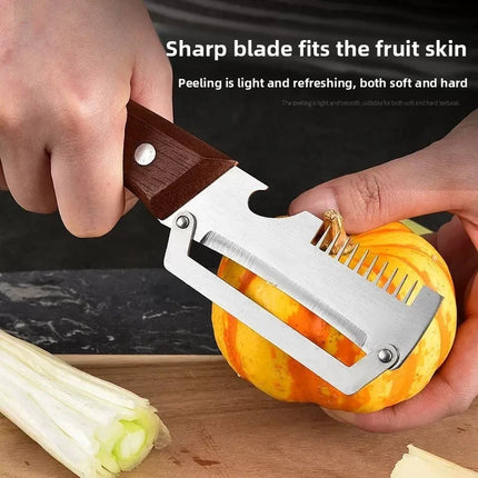 Multifunctional Peeler & Scallion Shredder, Stainless Steel Peeler, Scallion Slicing Tool, Kitchen Fruit Vegetable Peeler, Melon