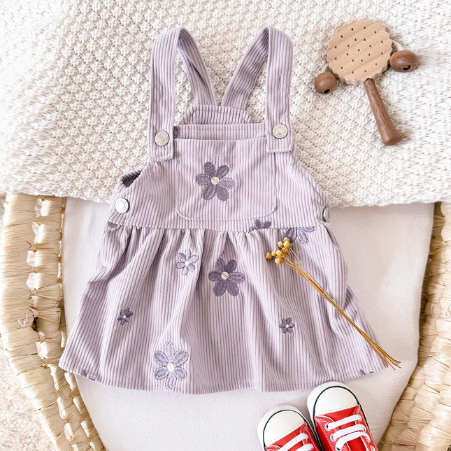 Ins Baby Clothes Girls Denim Dresses Flowers Embroidery Strap Skirt Infant Kids' Dresses One-piece Overall 2 Years Girl Clothes
