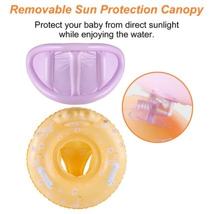 1PC Inflatable Pool Float with Yellow Canopy Seat, for Summer Pool Water Floating