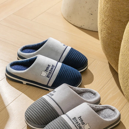 New autumn and winter fur slippers for women, thick soled and plush warm indoor home, non slip cotton slippers