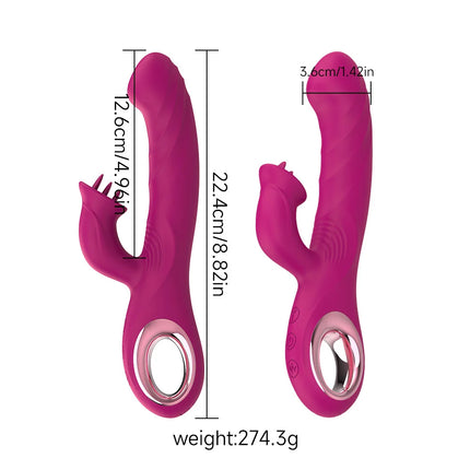 Telescopic Licking Dildo Vibrator 60°Rotating Female Clitoral Vaginal Anal Stimulation Massage Sex Toys for Women Couples