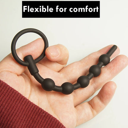 Hollow Silicone Urethra Catheter Dilator,Beaded Penis Plug Urethral Stimulator Catheter Sounding,Sex Toys for Men
