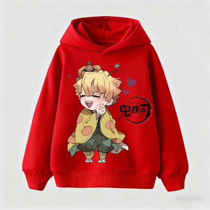 Autumn Fashion Casual Demon Slayer Warm Hoodie Anime Print Sportswear For Kids Boys Clothes Girls