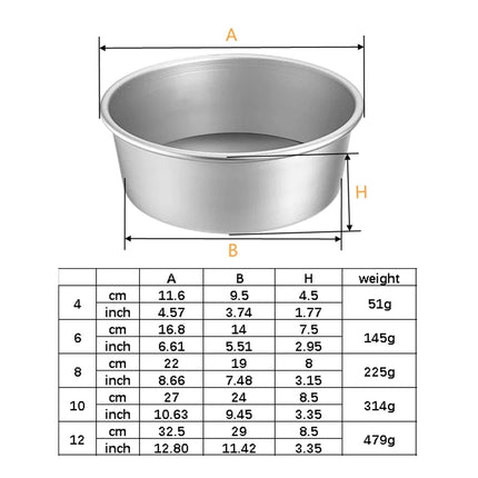 4/6/8/10/12inch Fixed Base Round Cake Pan Aluminum DIY Cakes Pastry Mould Cheesecake Mould  Nonstick Cake Tin Kitchen Tools