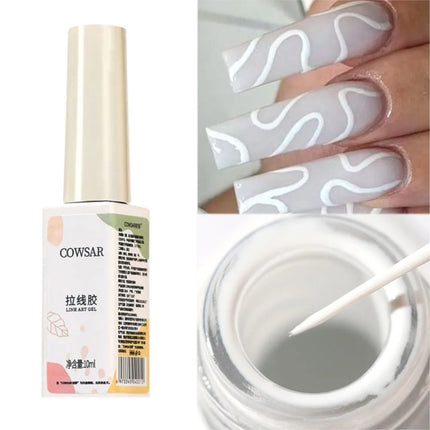 10ml White Nail Liner Gel Polish 3D French Tips Swirls Gel Nail Polish Manicure Soak Off UV Nail Liner Polish with Thin Brush R4