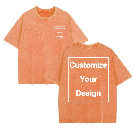 Summer Custom Washed T-Shirt Mens Cotton Oversized Tops DIY Logo/Graphic Tees Casual Comfortable T Shirts O-Neck Men's Clothes