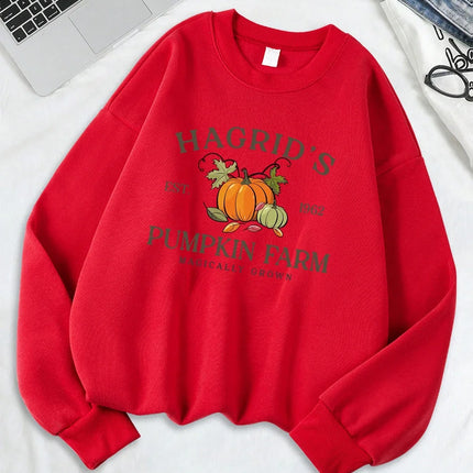 Hagrid'S Pumpkin Farm Printed Sweatshirts Women Casual Hoodie Warm Crewneck Clothes Winter Comfortable Sportswear
