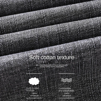 2026 Cotton Stretch Jeans Business Casual Men's Thin Denim Jeans Grey Spring Summer Brand New Fit Straight Lightweight