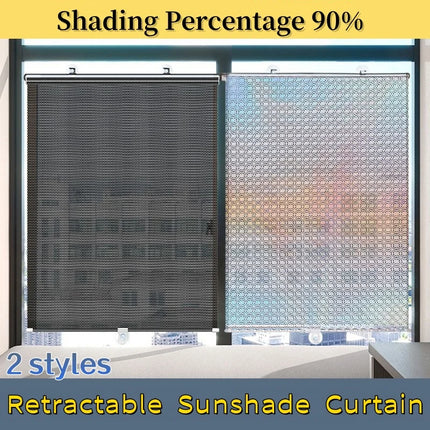 1pc Nail-free Suction Cup Roller Blinds Retractable UV Proof Blackout Curtains Black/Silver Sun-shading Roller Blinds For Car