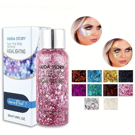 Glitter Sequins Gel Eyeshadow Cream Face Crystal Sequins Gel Shimmer High Gloss Eye Shadow Nail Hair Glitter Gel Stage Makeup