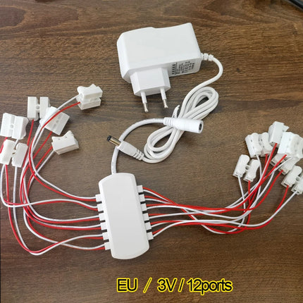 3V/12V AC/DC Adapter Power Supply with 6/12 ports EU Power adapter Output for Model Led Light Lamp/Railway/Railroad/Train Layout