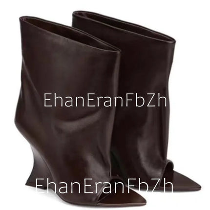 SoleLadies' Spring/Summer New Fish Mouth Slope High Heel Short Boots with Pointed Toe Exposed Cool Boots, Mid Top Boots