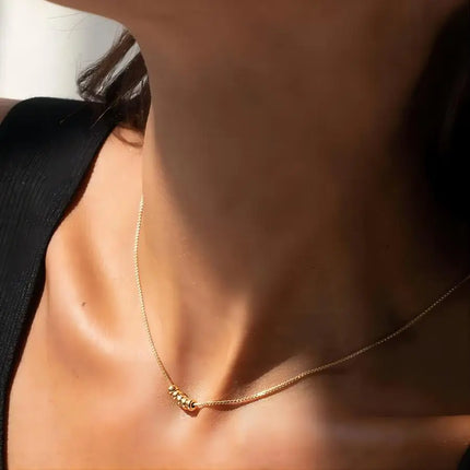 Mini Ring Pendant Gold simple snake bone necklace 5 circles 14K Gold Plated high quality brass women jewelry gift