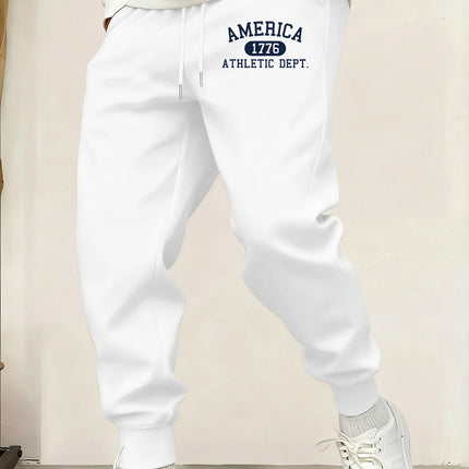 America Athletic Dept Printed Men Sweatpant Casual Pant Fashion Warm Britches Trendy Street Unisex Pants Autumn Fleece Trousers