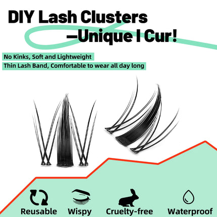 IGUIONSS Segmented False Eyelash Extension DIY Natural Individual Lash Makeup Tools Soft Easy to Operate Eyelashes