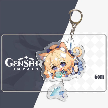Genshin Impact Keychain Pendant ZhongLi Klee Raiden Shogun Xiao Wendi LingHua Car keyring Women Bag Charms Anime Game key chains