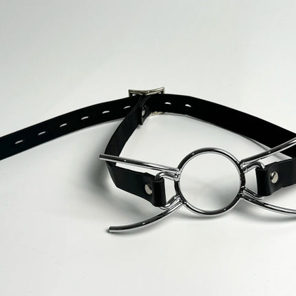 LILUPLAY New BDSM Metal O Shaped Ring/Spider Open Mouth Gag, Leather Restraint Blowjob Gags,Sex Bondage Toys For Couples